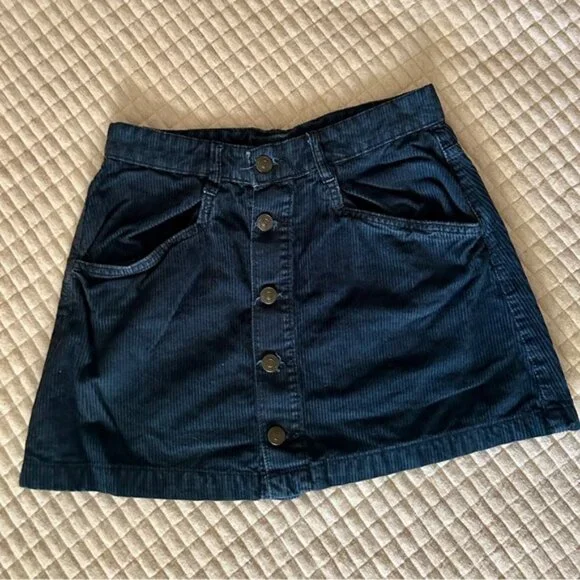 Free People Navy Blue Corduroy Mini Skirt - Picture 2 of 4